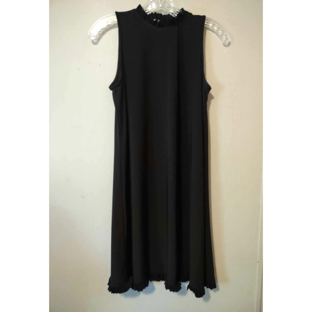 Annalee + Hope Dress | Women's Sleeveless Ruffled Hem Black Mini Shift | S
